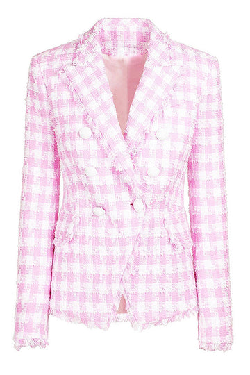 Pink 2 Piece Peak Lapel Double Breasted Women Prom Suits with Pockets